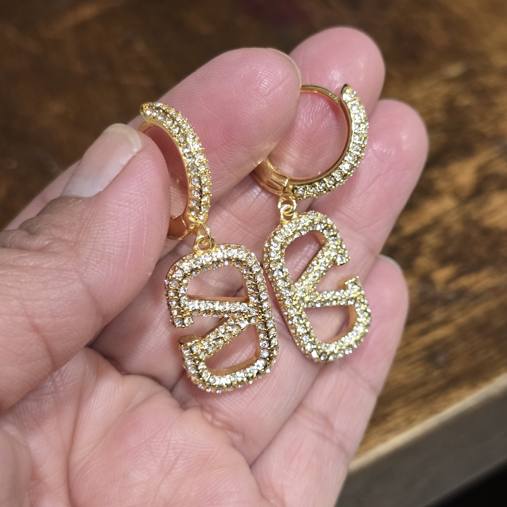 Valentino Gold Butterfly Earrings with Crystal Detailing